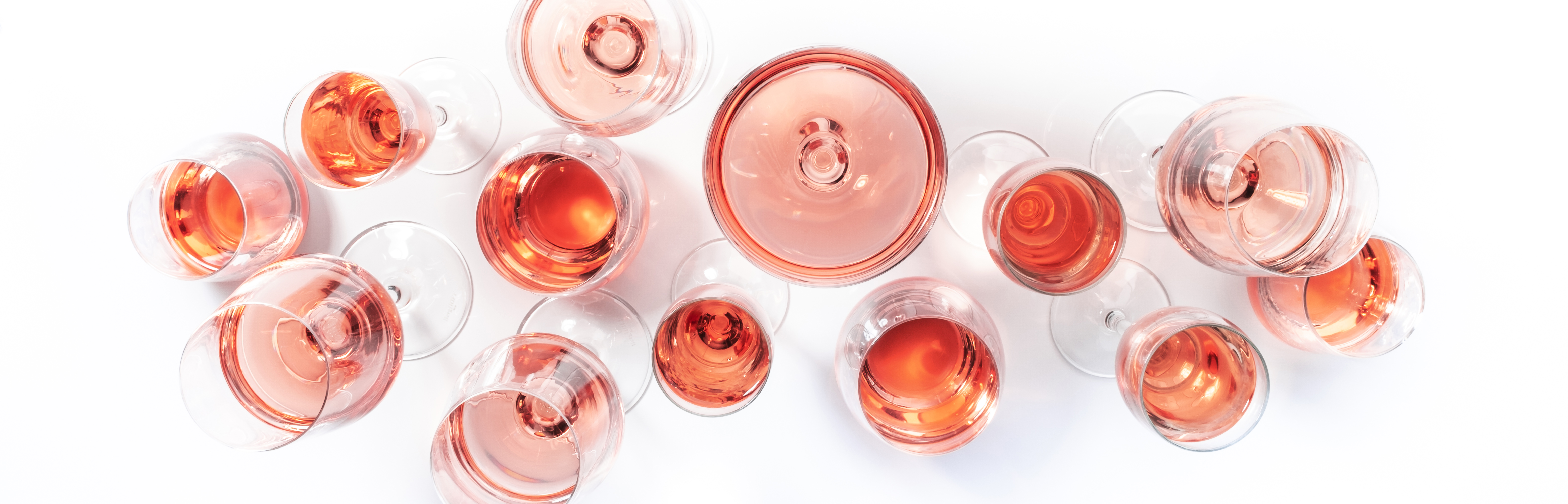 Rose wine glasses on wine tasting. Degustation different varieties of pink wine concept